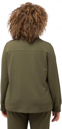 Ulla Popken Contrast Color Zip Up Sweatshirt Loden Green - Mikiny & mikiny s kapucí - 