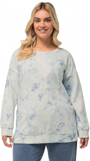Ulla Popken Tie-Dyed Long Sleeve Sweatshirt Snow White - Mikiny & mikiny s kapucí - 