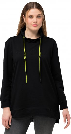 Ulla Popken GLOW Lettered Collared Sweatshirt Black - Mikiny & mikiny s kapucí - 