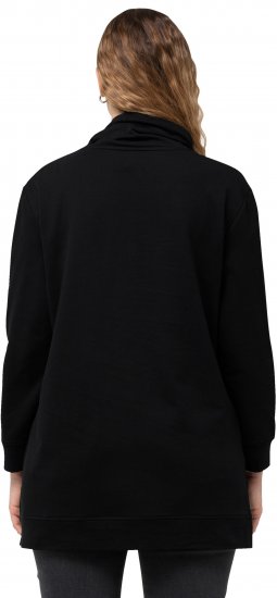 Ulla Popken GLOW Lettered Collared Sweatshirt Black - Mikiny & mikiny s kapucí - 