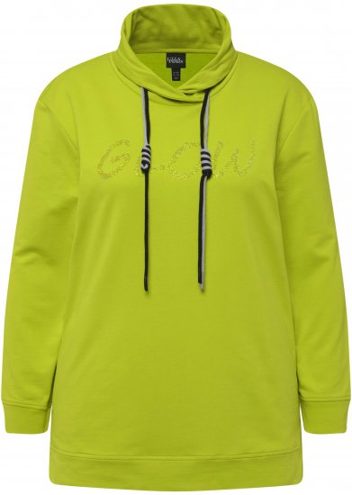 Ulla Popken GLOW Lettered Collared Sweatshirt Apple Green - Mikiny & mikiny s kapucí - 