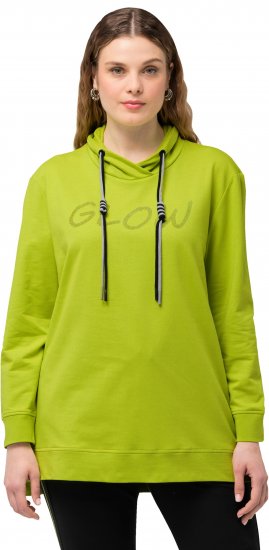 Ulla Popken GLOW Lettered Collared Sweatshirt Apple Green - Mikiny & mikiny s kapucí - 
