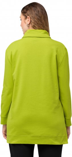 Ulla Popken GLOW Lettered Collared Sweatshirt Apple Green - Mikiny & mikiny s kapucí - 
