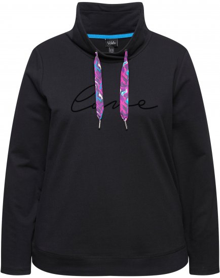 Ulla Popken Stand-Up Collar Long Sleeve Sweatshirt Black - Mikiny & mikiny s kapucí - 