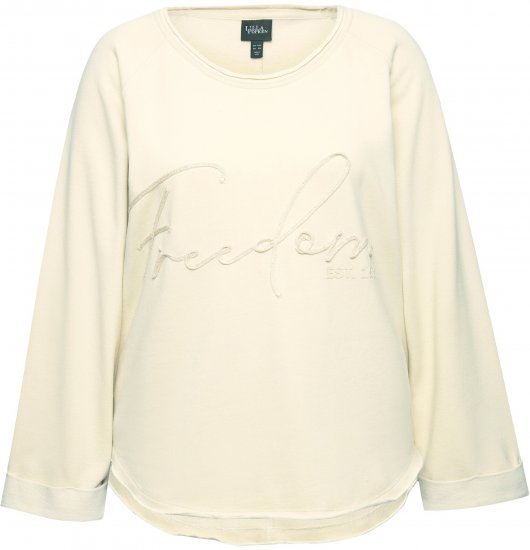 Ulla Popken Embroidered Freedom Rolled Edge Sweatshirt Sand - Mikiny & mikiny s kapucí - 