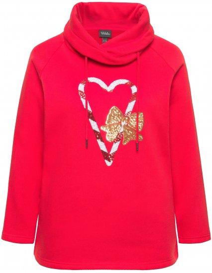 Ulla Popken Sparkling Candy Cane Graphic Sweatshirt Salsa - Mikiny & mikiny s kapucí - 