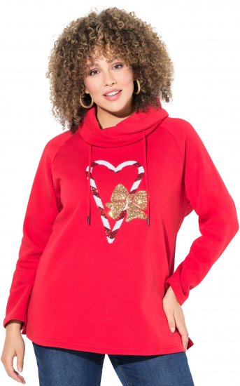 Ulla Popken Sparkling Candy Cane Graphic Sweatshirt Salsa - Mikiny & mikiny s kapucí - 