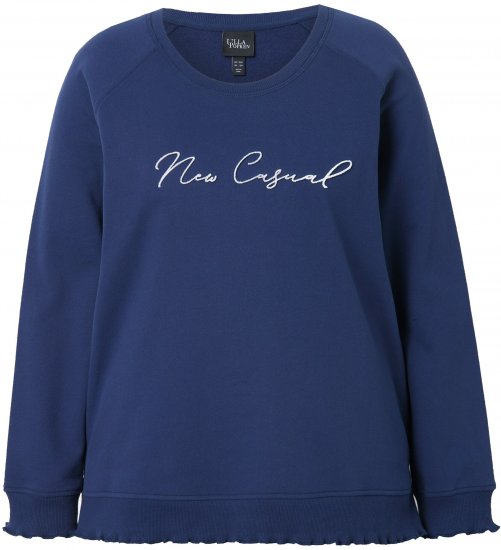 Ulla Popken NEW CASUAL Ruffled Hem Sweatshirt Navy - Mikiny & mikiny s kapucí - 