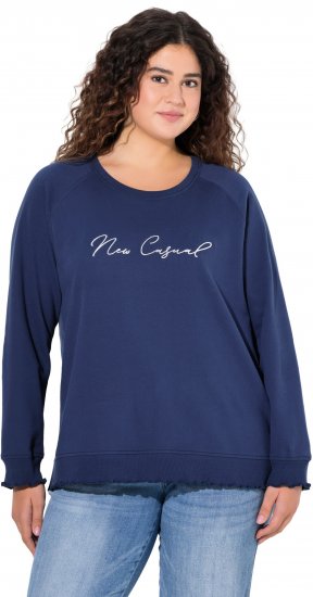 Ulla Popken NEW CASUAL Ruffled Hem Sweatshirt Navy - Mikiny & mikiny s kapucí - 