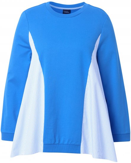 Ulla Popken Pinstripe Gore Long Sleeve Sweatshirt Peacock Blue - Mikiny & mikiny s kapucí - 