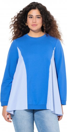 Ulla Popken Pinstripe Gore Long Sleeve Sweatshirt Peacock Blue - Mikiny & mikiny s kapucí - 