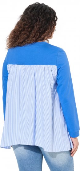 Ulla Popken Pinstripe Gore Long Sleeve Sweatshirt Peacock Blue - Mikiny & mikiny s kapucí - 