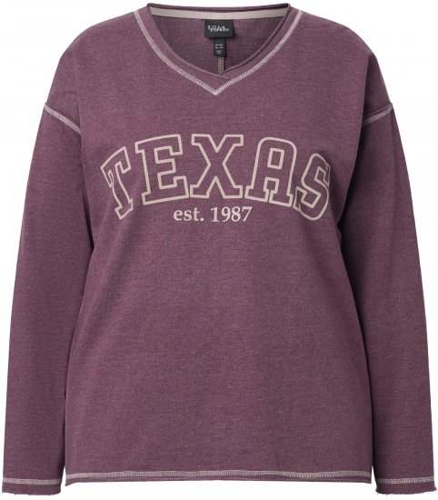 Ulla Popken Texas Contrast Stitching Sweatshirt Dark Ruby - Mikiny & mikiny s kapucí - 
