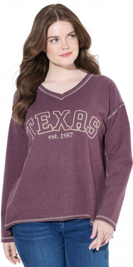 Ulla Popken Texas Contrast Stitching Sweatshirt Dark Ruby - Mikiny & mikiny s kapucí - 