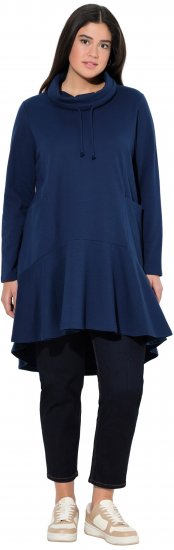 Ulla Popken Flounce Panel Long Sleeve Sweatshirt Dress Navy - Mikiny & mikiny s kapucí - 