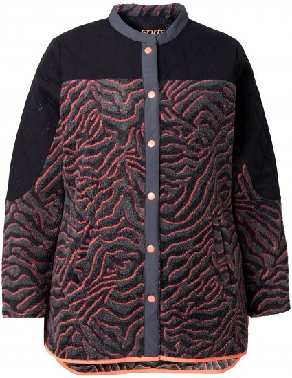 Ulla Popken Neon Tiger Stripe Jacket Black - Mikiny & mikiny s kapucí - 