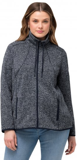 Ulla Popken Heather Knit Fleece Jacket Navy - Mikiny & mikiny s kapucí - 