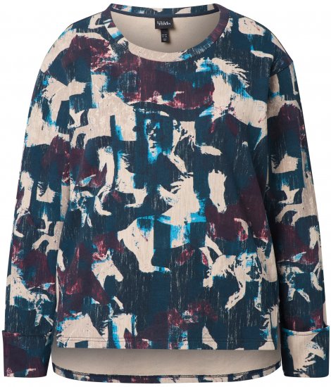 Ulla Popken Horse Print Long Sleeve Sweatshirt Navy - Mikiny & mikiny s kapucí - 