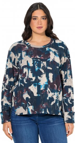 Ulla Popken Horse Print Long Sleeve Sweatshirt Navy - Mikiny & mikiny s kapucí - 