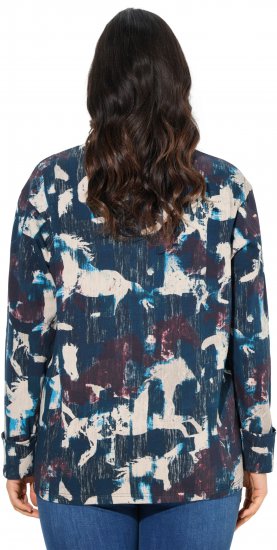 Ulla Popken Horse Print Long Sleeve Sweatshirt Navy - Mikiny & mikiny s kapucí - 