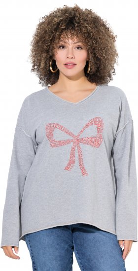 Ulla Popken Bow City Lettering Sweatshirt Light Grey Melange - Mikiny & mikiny s kapucí - 