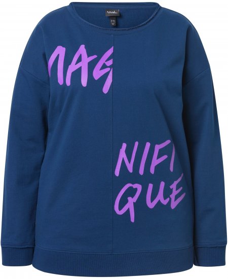 Ulla Popken Magnifique Split Style Sweatshirt Dark Blue - Ulla Popken - 