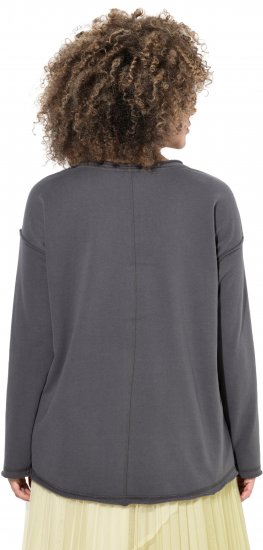Ulla Popken Inspire Lettering V-Neck Sweatshirt Graphite Grey - Mikiny & mikiny s kapucí - 