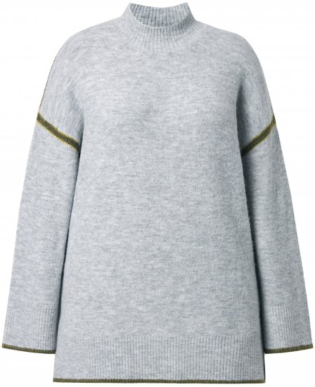 Ulla Popken Decorative Seam Sweater Light Grey Melange - Mikiny & mikiny s kapucí - 