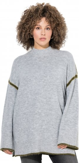 Ulla Popken Decorative Seam Sweater Light Grey Melange - Mikiny & mikiny s kapucí - 