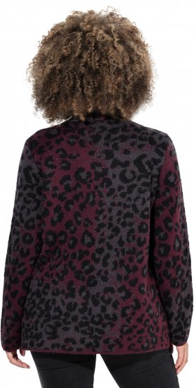 Ulla Popken Leopard Print Scarf Sweater Dark Wine Red - Mikiny & mikiny s kapucí - 