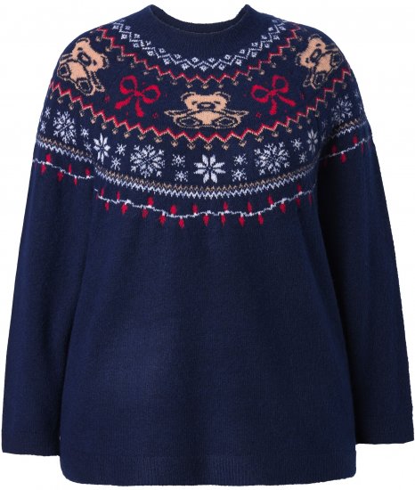 Ulla Popken Norwegian Style Christmas Sweater Blue - Mikiny & mikiny s kapucí - 