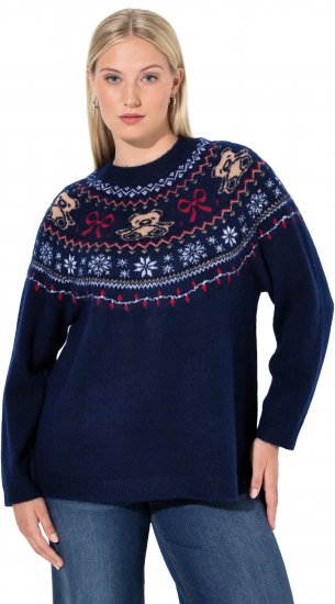 Ulla Popken Norwegian Style Christmas Sweater Blue - Mikiny & mikiny s kapucí - 