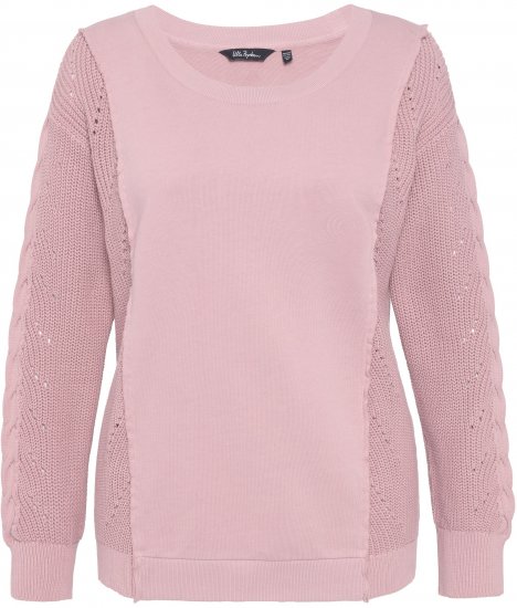 Ulla Popken Mixed Knit Patch Look Sweatshirt Old Pink - Mikiny & mikiny s kapucí - 