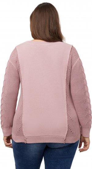 Ulla Popken Mixed Knit Patch Look Sweatshirt Old Pink - Mikiny & mikiny s kapucí - 