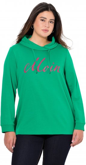 Ulla Popken HELLO Classic Fit Stand-Up Collar Sweatshirt Navy - Ulla Popken - 