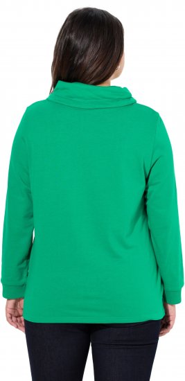 Ulla Popken HELLO Classic Fit Stand-Up Collar Sweatshirt Navy - Ulla Popken - 