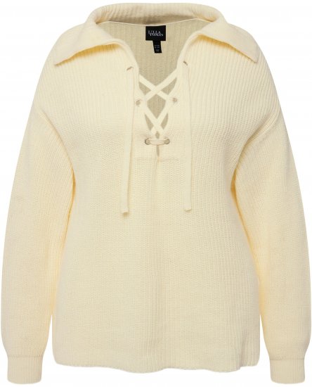 Ulla Popken Lace Up Sailor Collar Sweater Vanilla - Mikiny & mikiny s kapucí - 