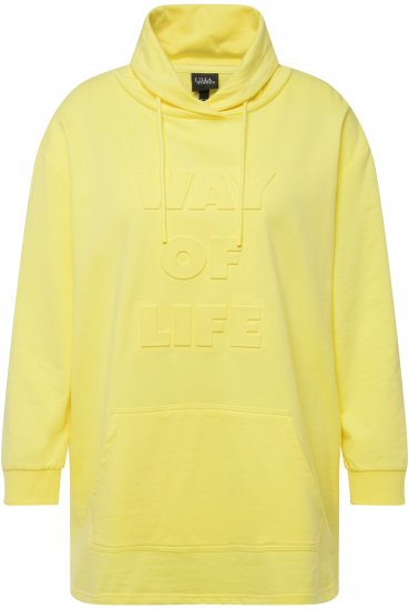 Ulla Popken Embossed Letter Sweatshirt Lemon Yellow - Mikiny & mikiny s kapucí - 