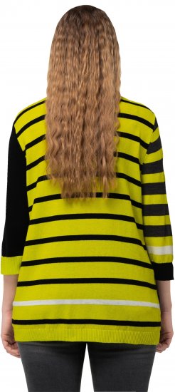 Ulla Popken Mixed Stripe 3/4 Sleeve Colorblock Sweater Apple Green - Mikiny & mikiny s kapucí - 