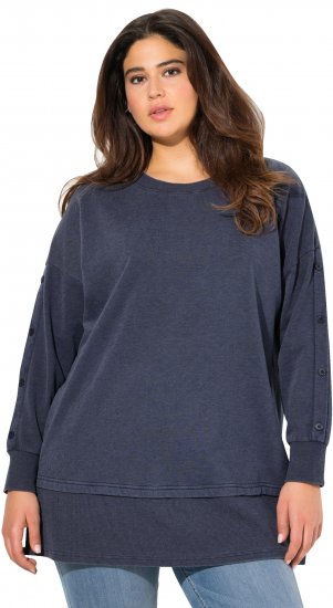 Ulla Popken Layered Look Button Sleeve Sweatshirt Navy - Mikiny & mikiny s kapucí - 
