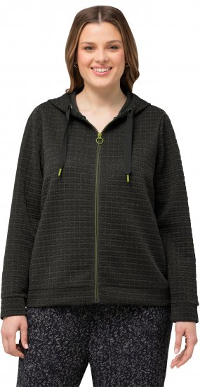 Ulla Popken Textured Metallic Knit Sweatshirt With Hood Graphite Grey - Mikiny & mikiny s kapucí - 