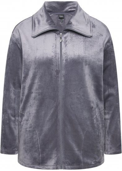 Ulla Popken Velour Loungewear Jacket Dark Grey - Mikiny & mikiny s kapucí - 