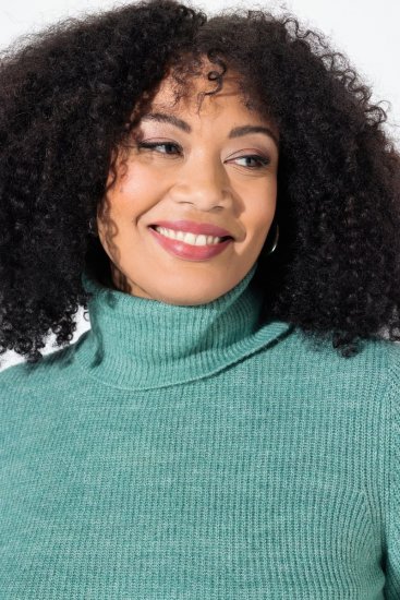 Ulla Popken Asymmetric Zipper Turtleneck Sweater Green - Mikiny & mikiny s kapucí - Pohodlné mikiny, hoodie a pleteniny