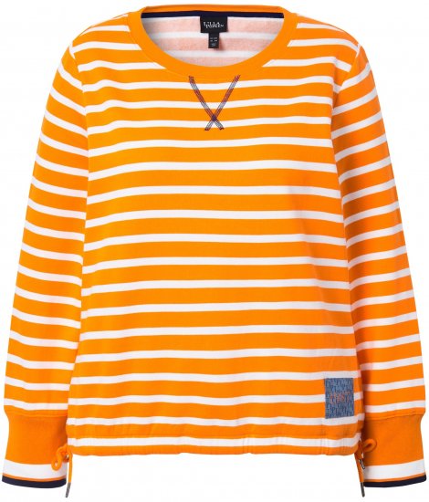 Ulla Popken Striped Drawstring Hem Sweatshirt Orange - Mikiny & mikiny s kapucí - 