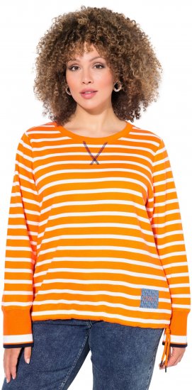 Ulla Popken Striped Drawstring Hem Sweatshirt Orange - Mikiny & mikiny s kapucí - 
