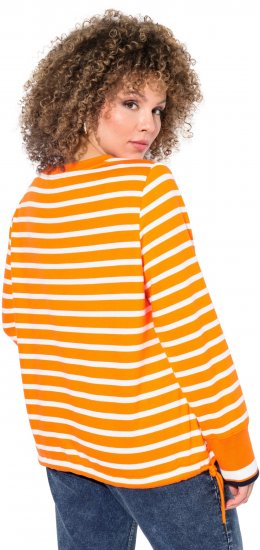 Ulla Popken Striped Drawstring Hem Sweatshirt Orange - Mikiny & mikiny s kapucí - 