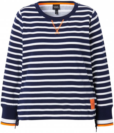 Ulla Popken Striped Drawstring Hem Sweatshirt Navy - Mikiny & mikiny s kapucí - 