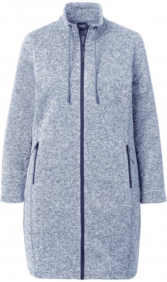 Ulla Popken Longline Knit Fleece Jacket Sky Blue - Mikiny & mikiny s kapucí - 
