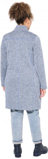 Ulla Popken Longline Knit Fleece Jacket Sky Blue - Mikiny & mikiny s kapucí - 