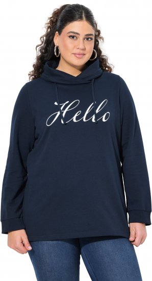 Ulla Popken HELLO Classic Fit Stand-Up Collar Sweatshirt Navy - Mikiny & mikiny s kapucí - 